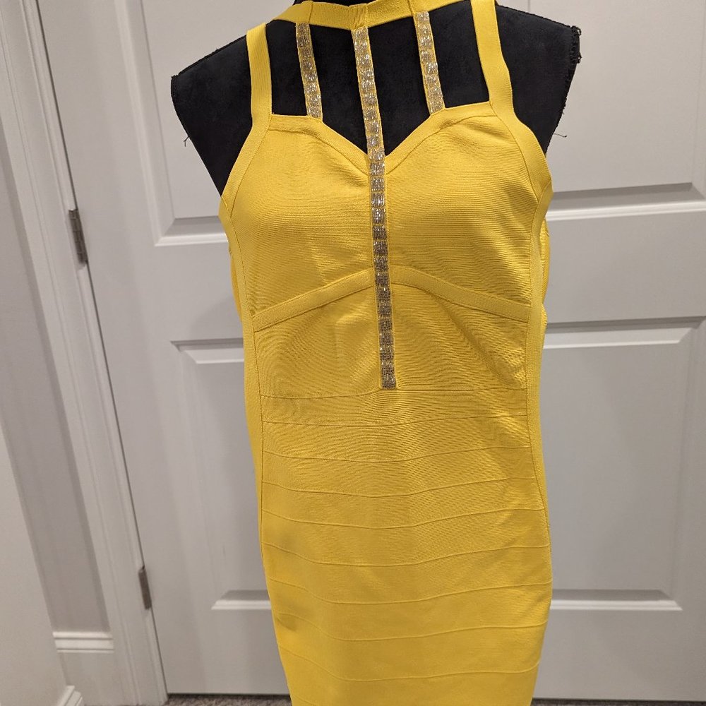 Gorgeous Bright Yellow Marciano Bandage Dress XS